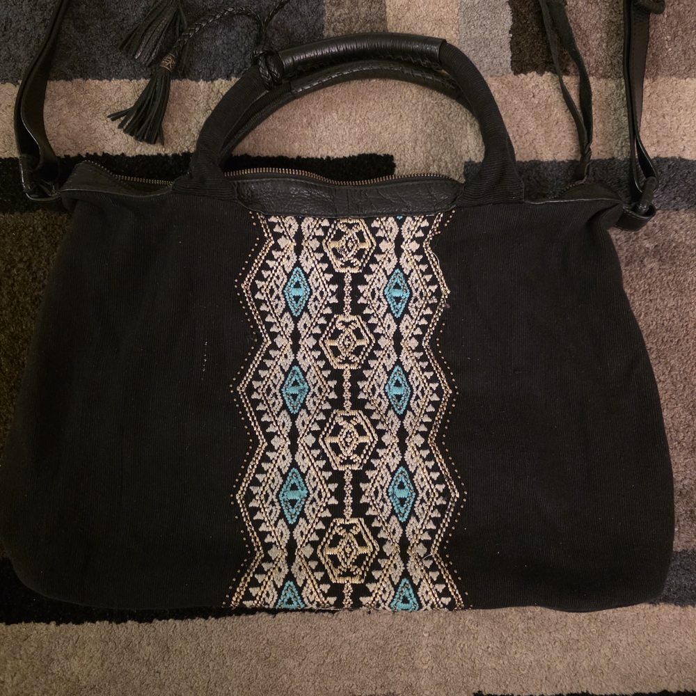 Cleobella Weekender Bag x Lucky Brand Embroidered Canvas Shoulder Bag Boho - Picture 5 of 11